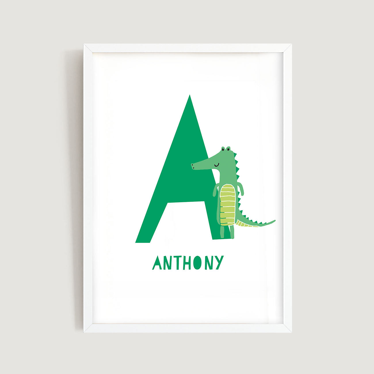 Personalised Name Letter Animal Nursery Art Print