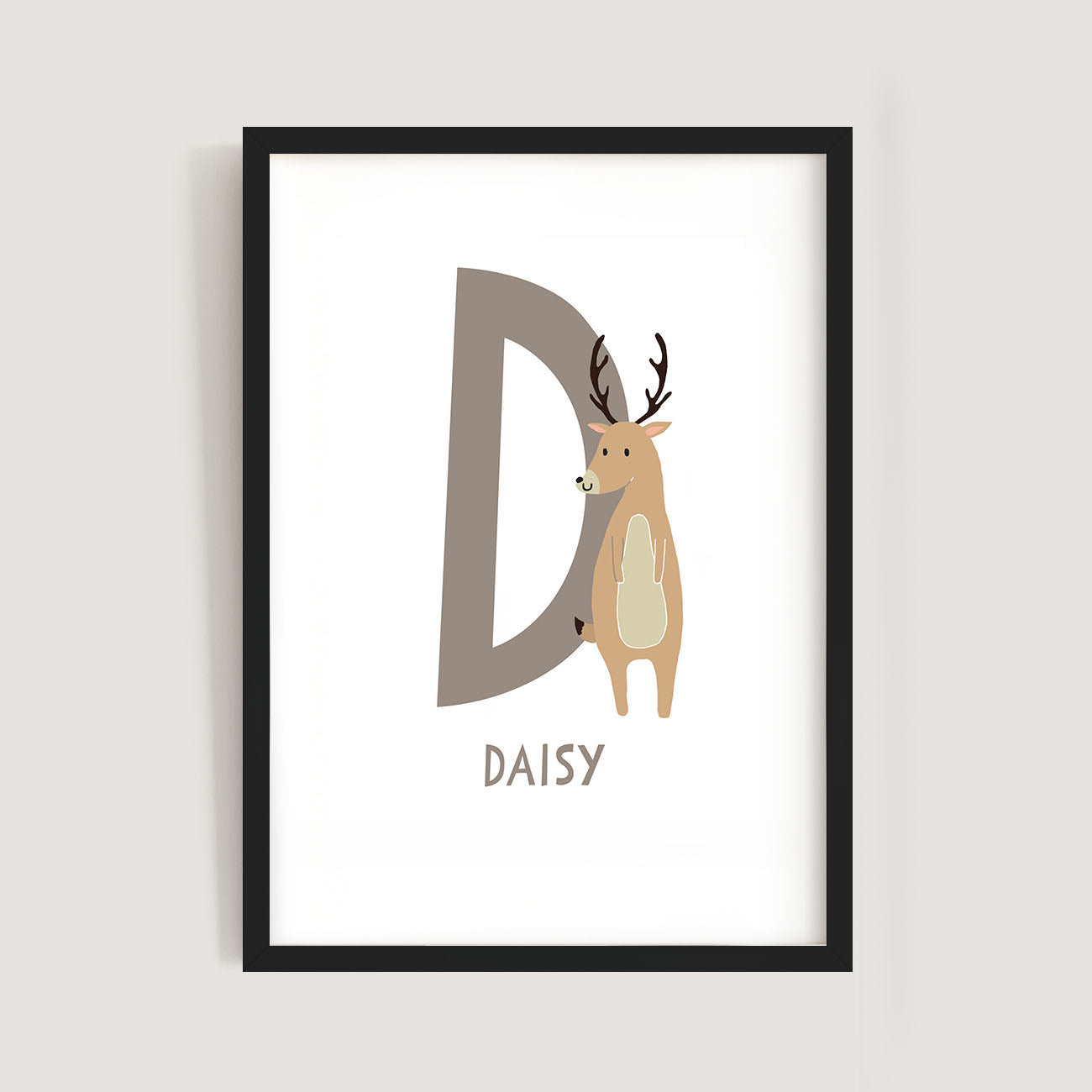 Personalised Name Letter Animal Nursery Art Print