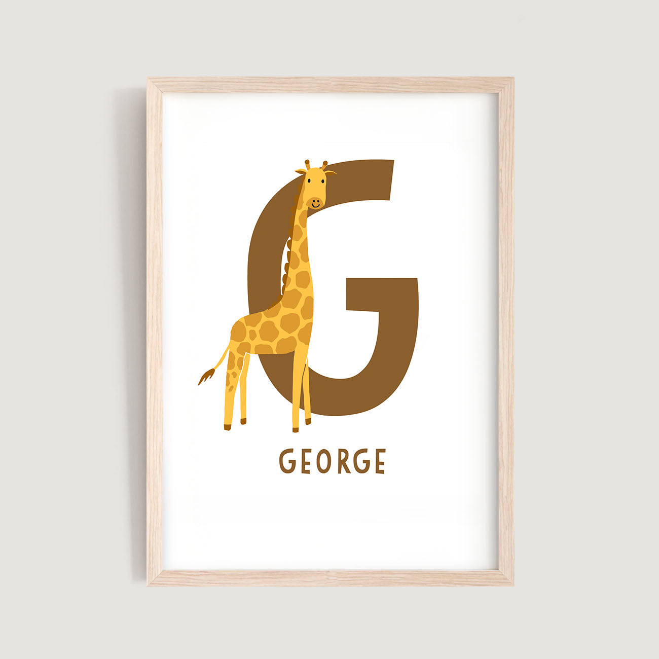 Personalised Name Letter Animal Nursery Art Print