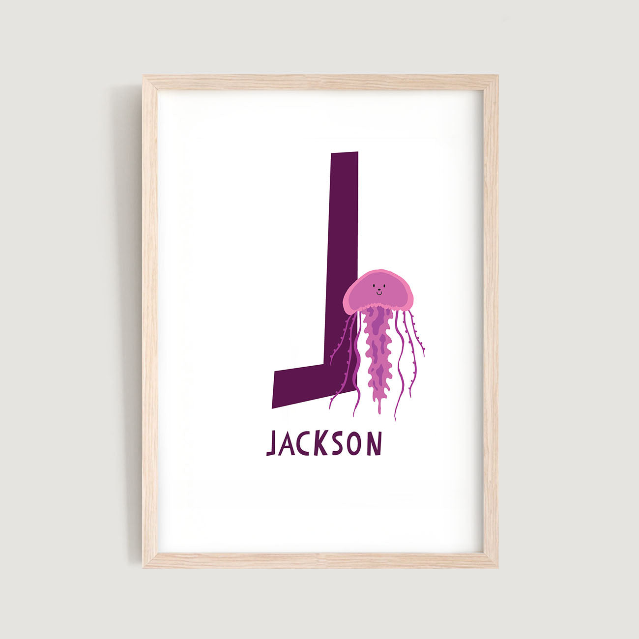 Personalised Name Letter Animal Nursery Art Print