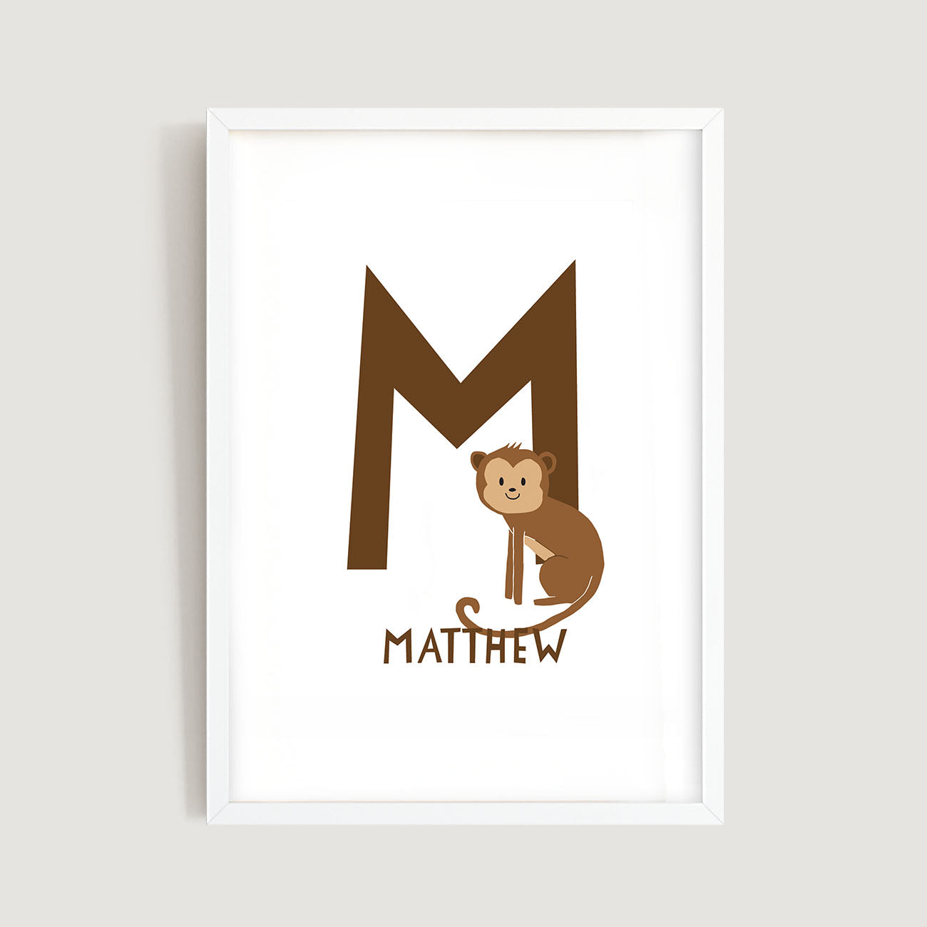 Personalised Name Letter Animal Nursery Art Print