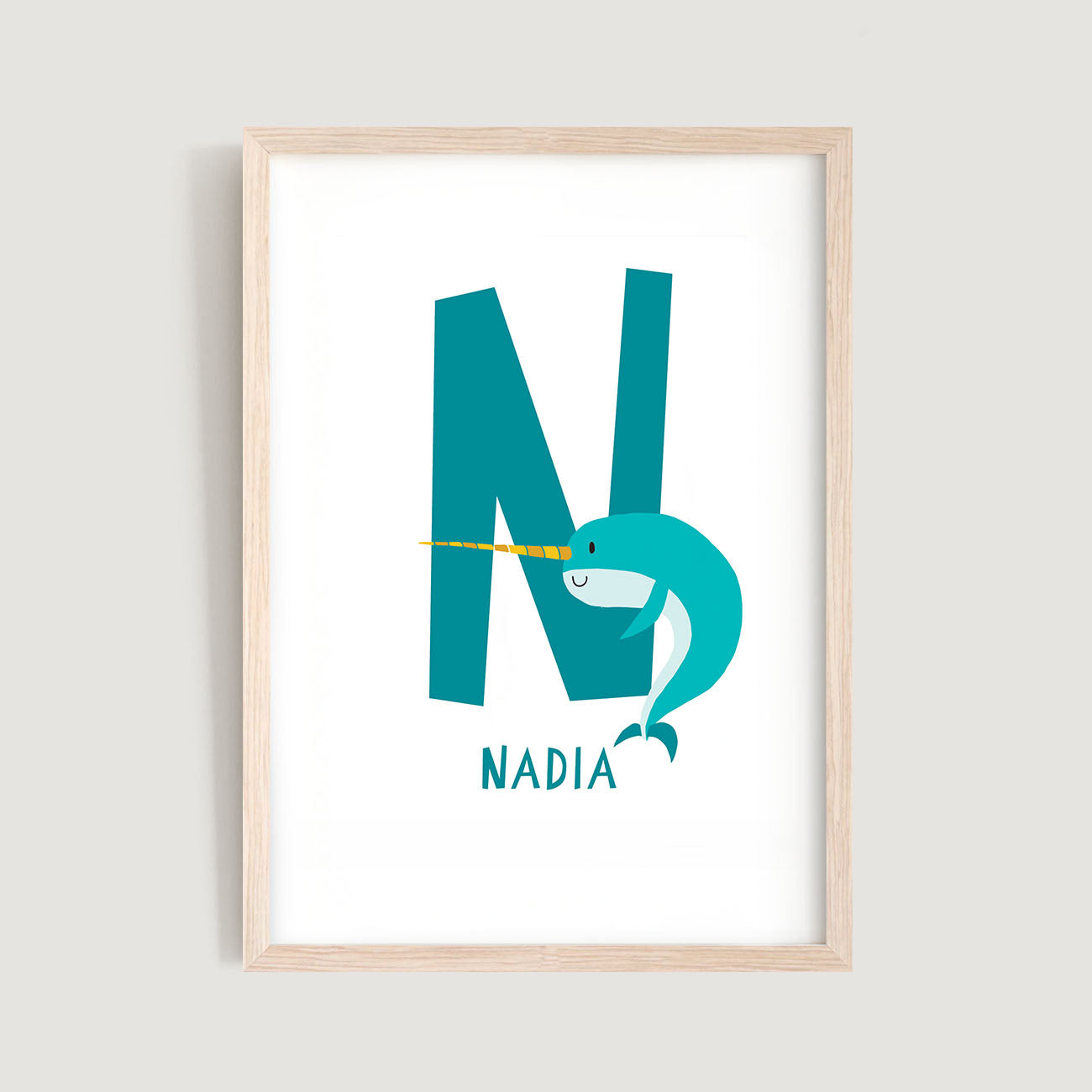 Personalised Name Letter Animal Nursery Art Print
