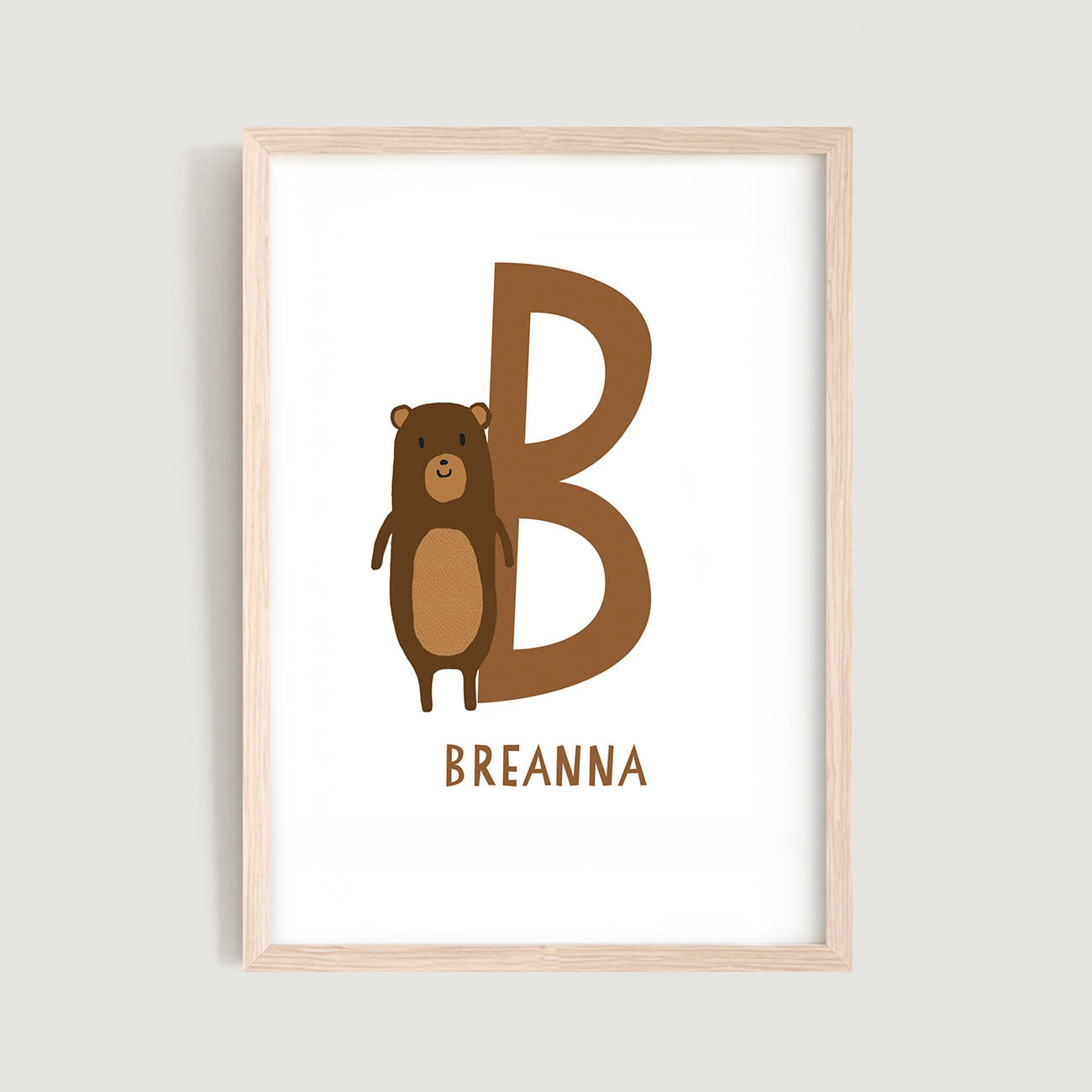 Personalised Name Letter Animal Nursery Art Print