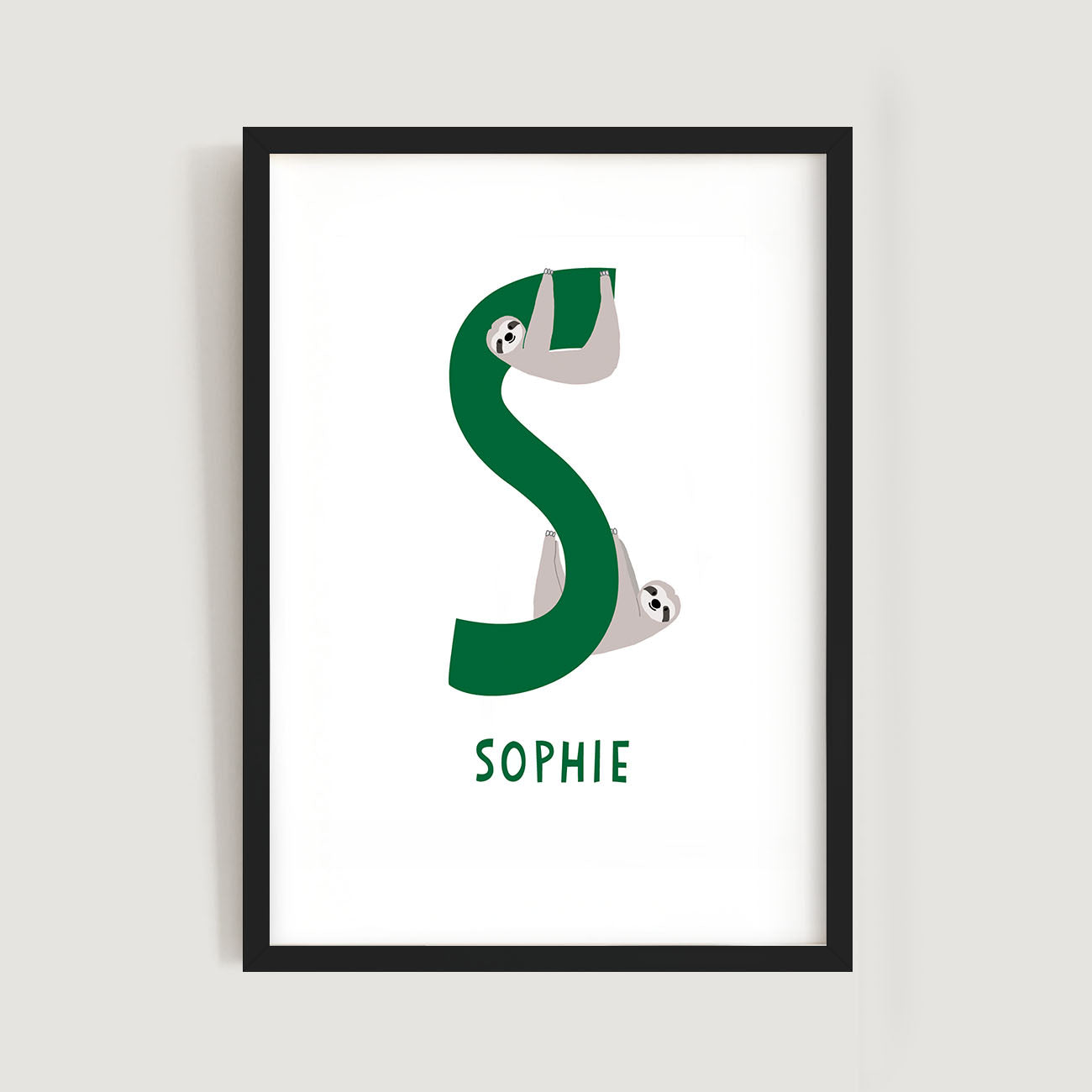 Personalised Name Letter Animal Nursery Art Print