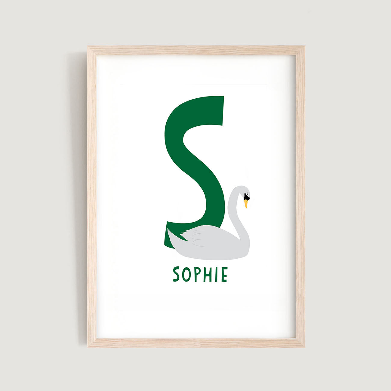 Personalised Name Letter Animal Nursery Art Print