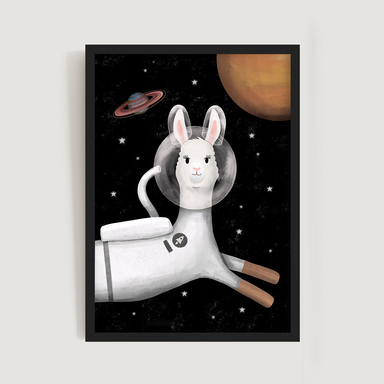 Space Llama Nursery Print