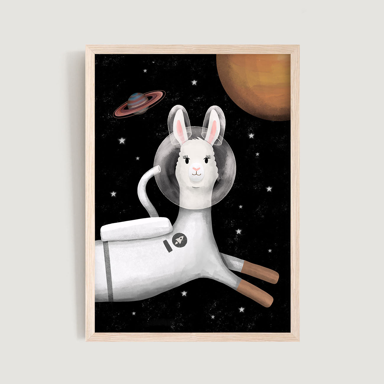 Space Llama Nursery Print