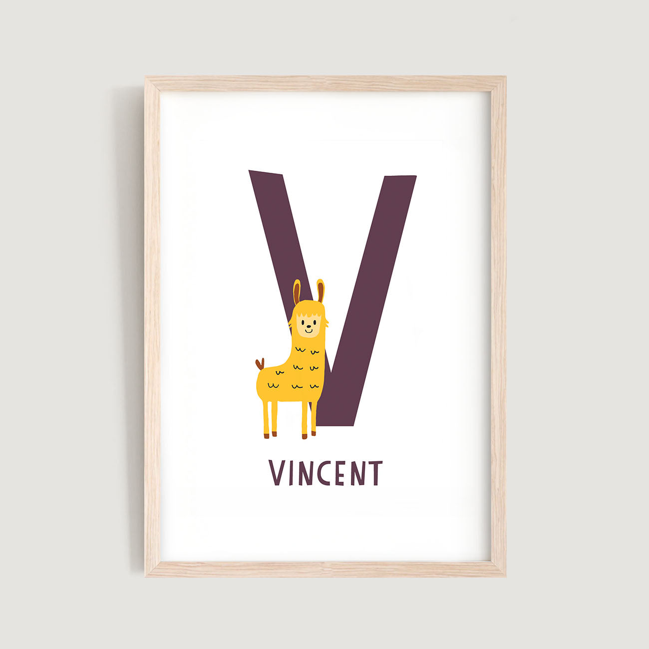 Personalised Name Letter Animal Nursery Art Print