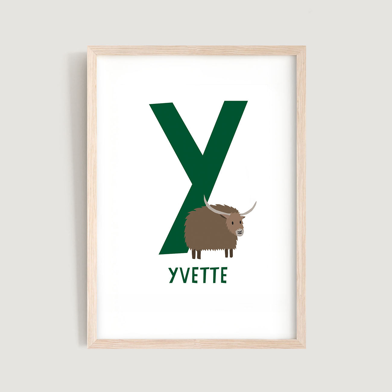 Personalised Name Letter Animal Nursery Art Print