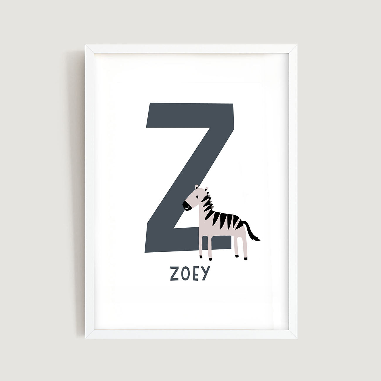 Personalised Name Letter Animal Nursery Art Print