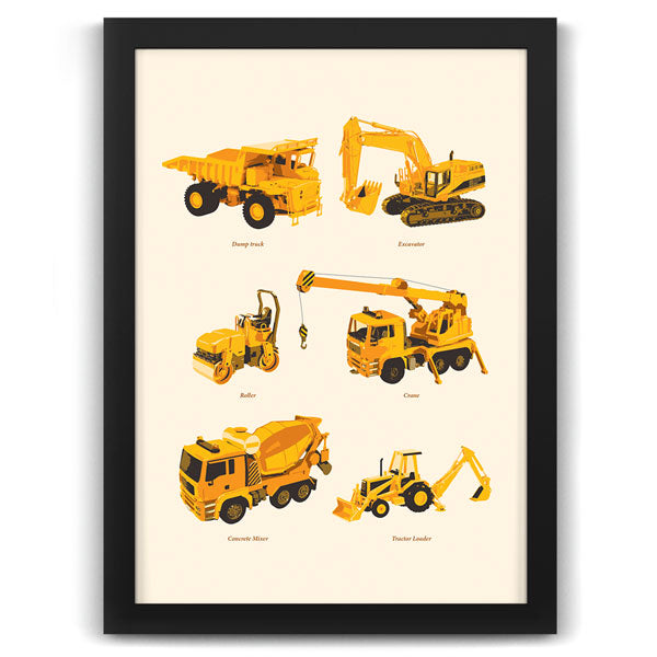 Construction Trucks Nursery Print
