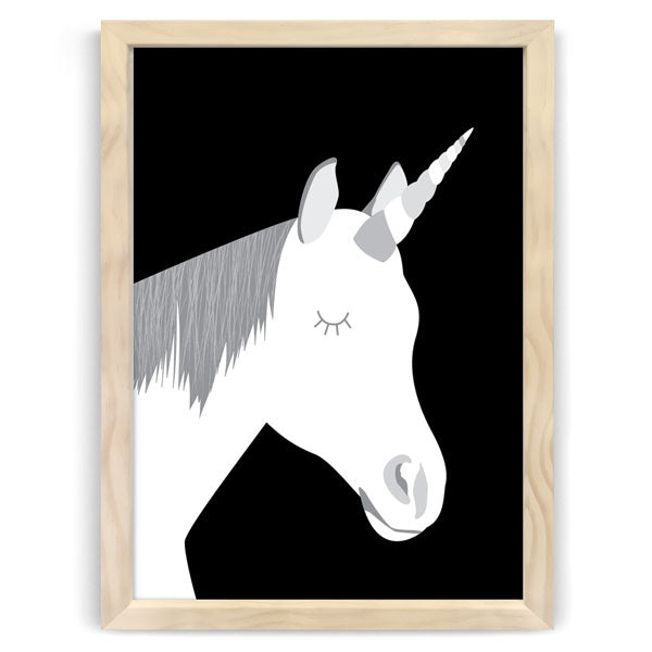 Dream Unicorn Black and White Nursery Print