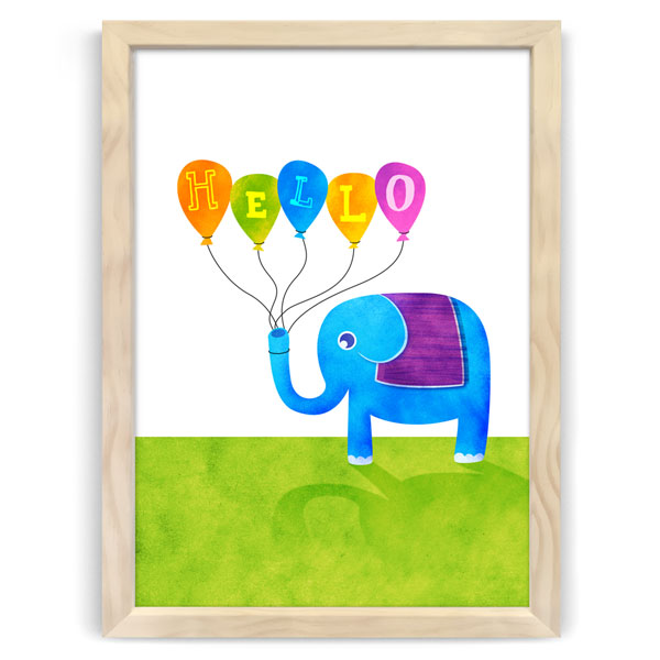 Hello Elephant Nursery Print