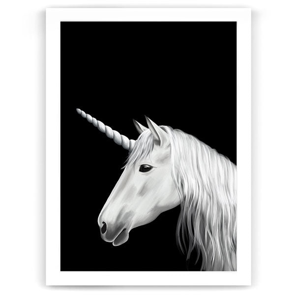 Unicorn Black and White Nursery Print