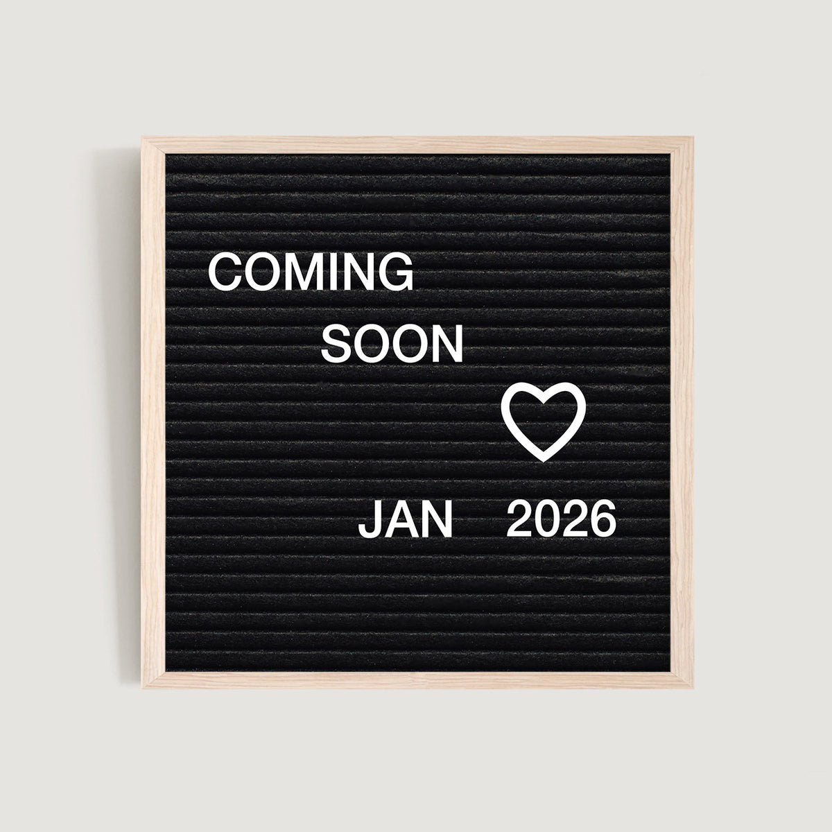 Personalised family announcement black letter board wall art print with 'COMING SOON JAN 2026' text - Bluish Nest Art Studio