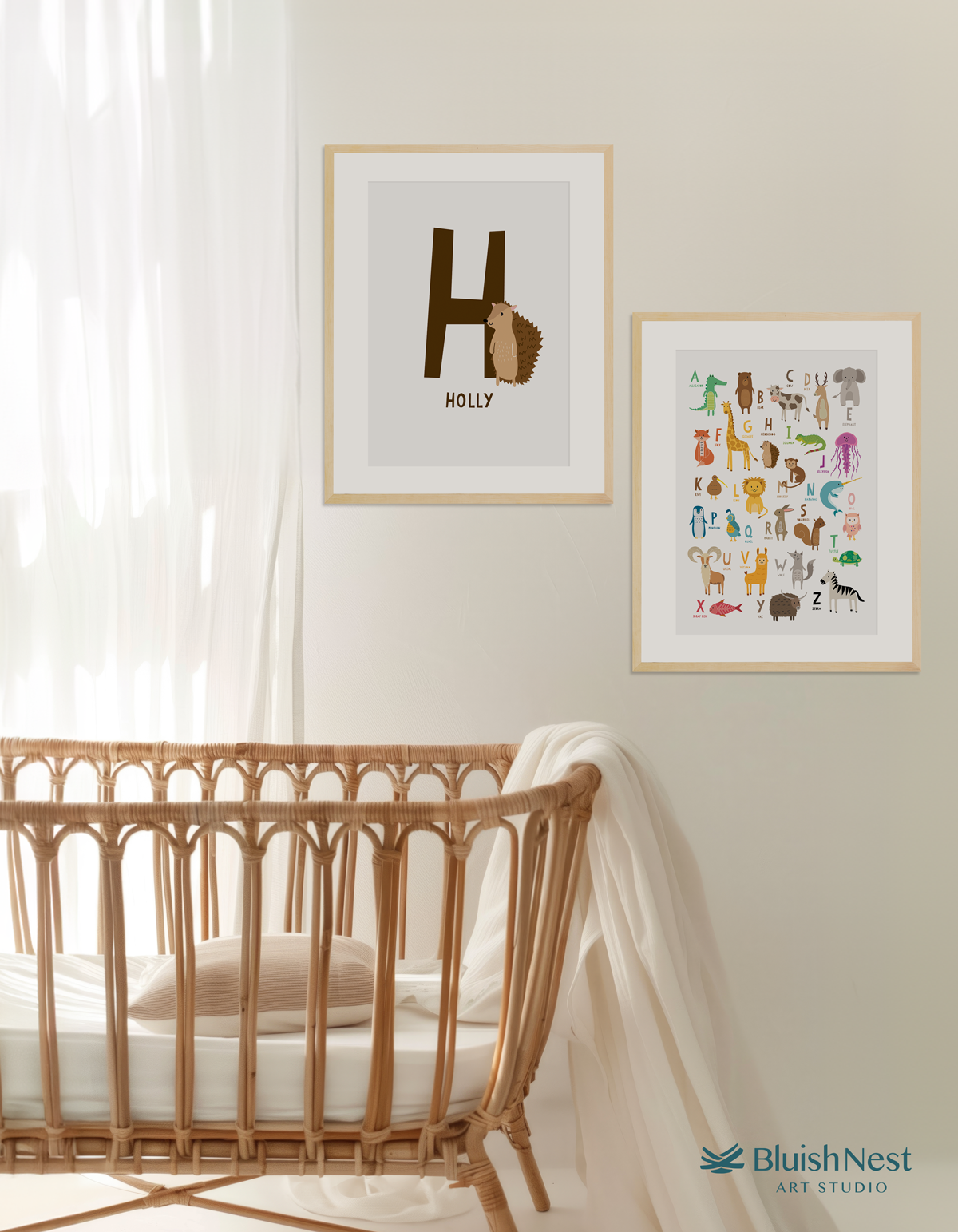 Personalised Name Letter Animal Nursery Art Print