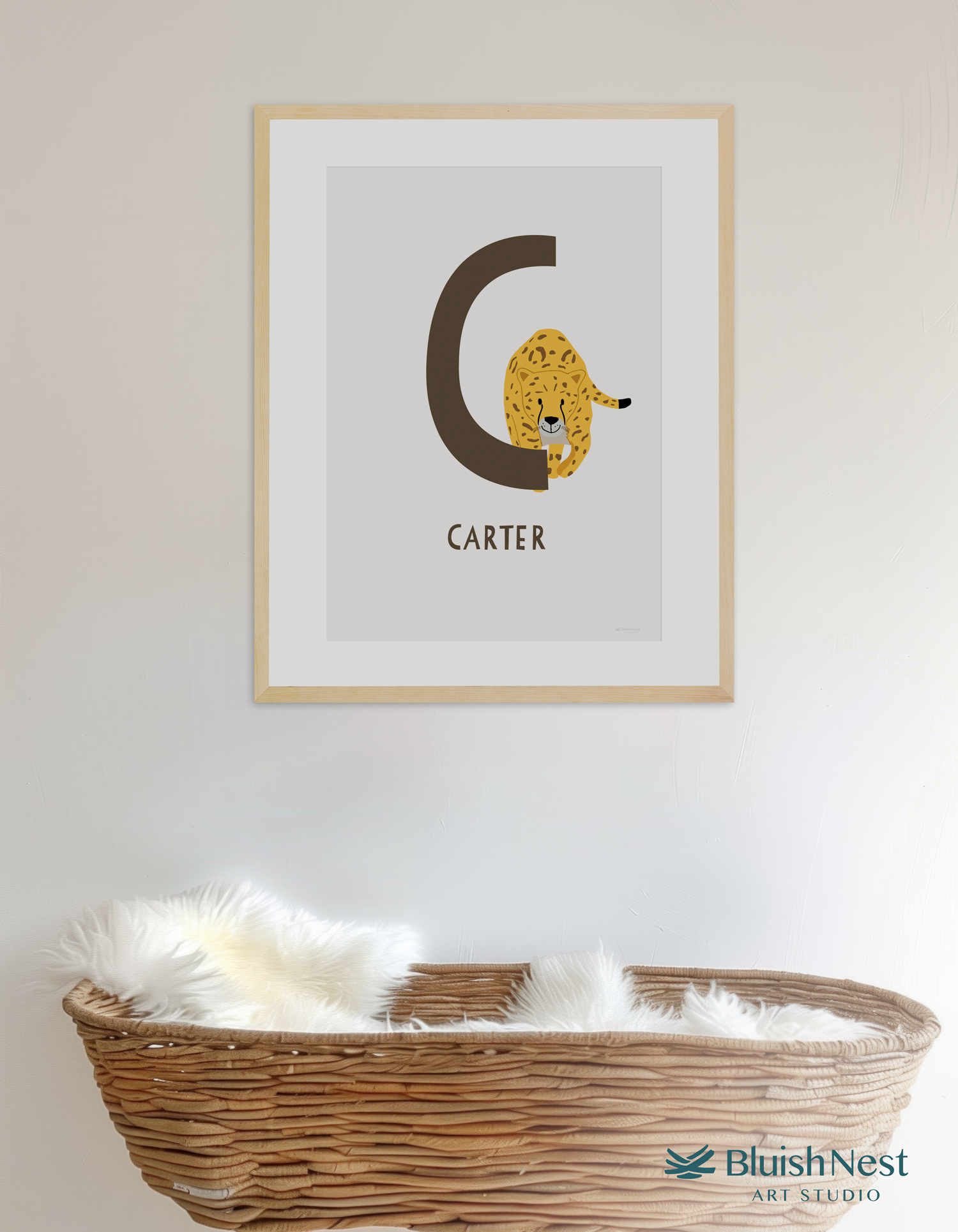 Personalised Name Letter Animal Nursery Art Print