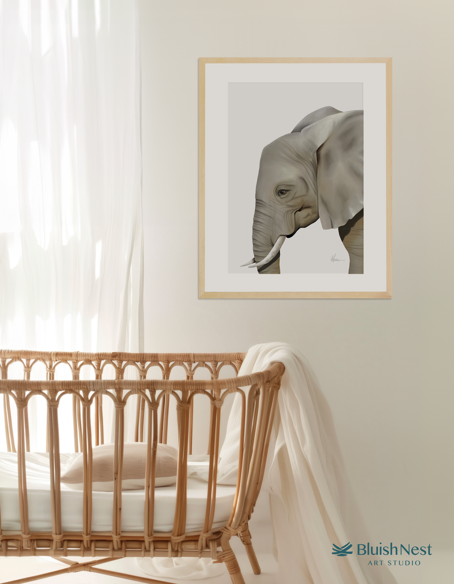 Safari Elephant Nursery Print