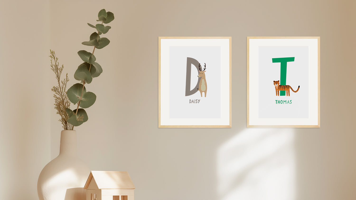 Personalised Name Letter Animal Nursery Art Print
