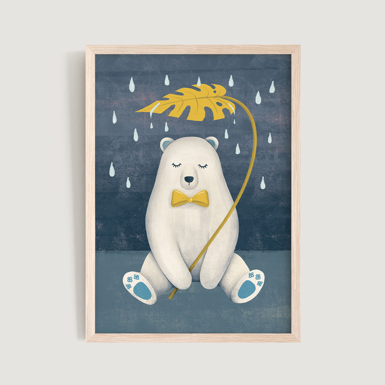 Whimsical Bear Rainbow and Whale Blue Nursery Prints 3 Set