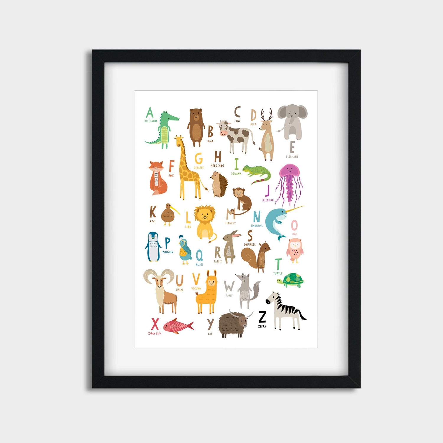 Animal Alphabets ABC Nursery Print
