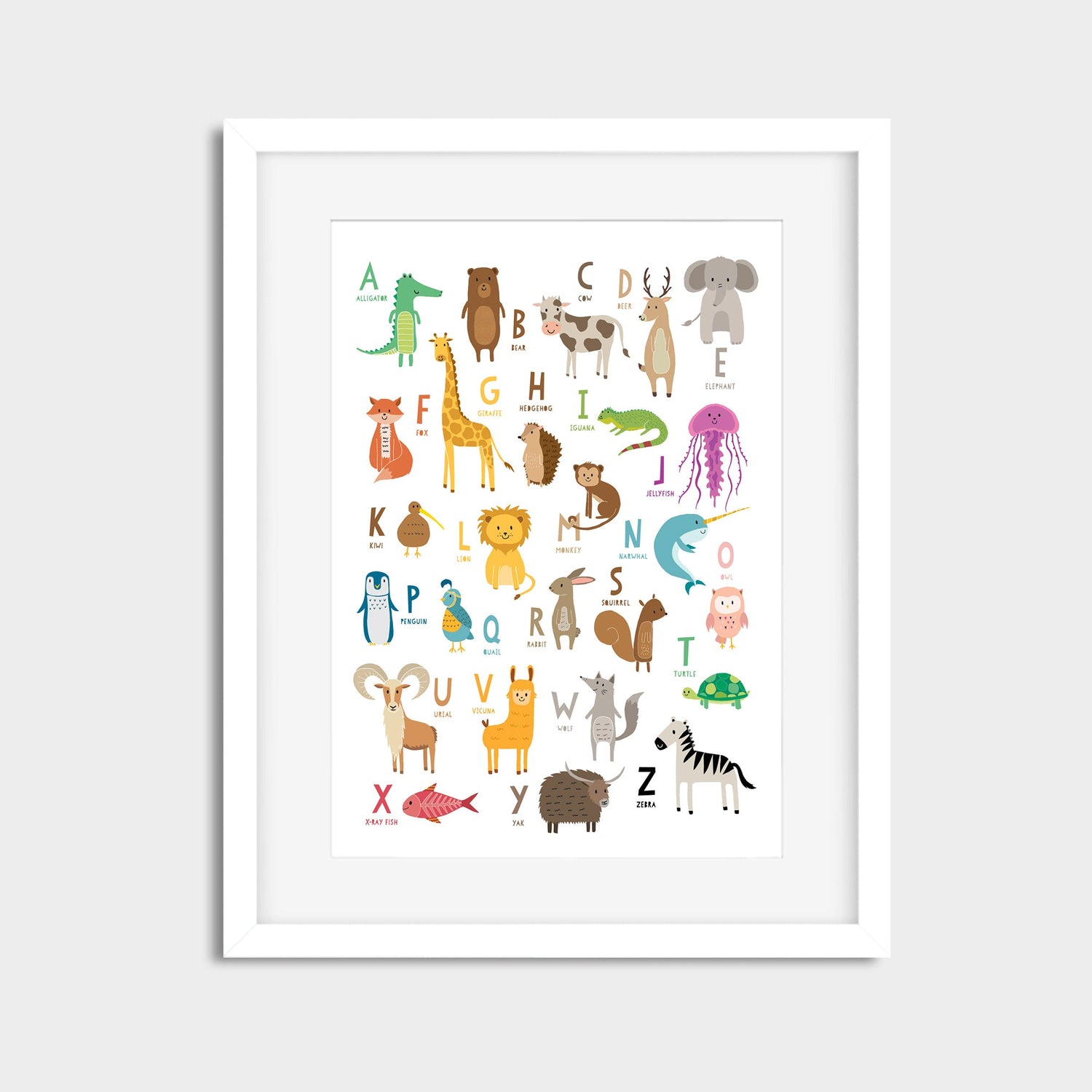 Animal Alphabets ABC Nursery Print